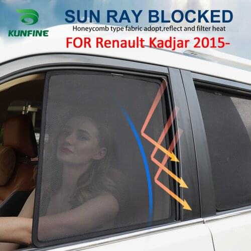 4PCS/Set Magnetic Car Side Window SunShades Mesh Shade Blind For Renault Kadjar 2015 2016 2017 2018 2019 Car Curtian Black