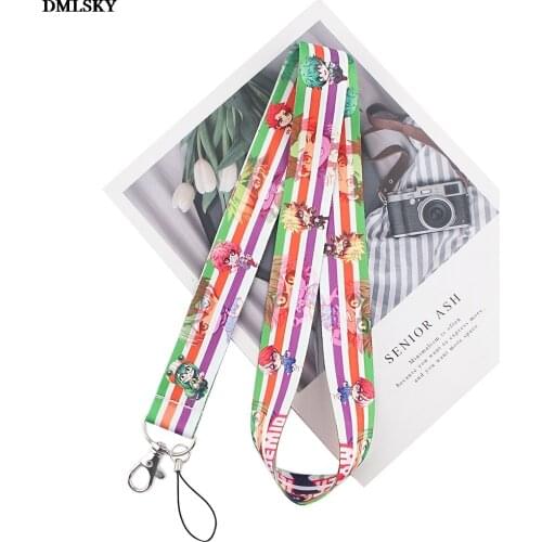 MD097 DMLSKY Anime Lanyard Keychain Black Lanyards for keys Badge ID Phone Rope Neck Straps Accessories Gifts