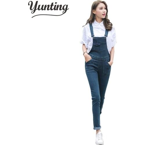 Fashion Women Denim Jumpsuits Pants Slim Denim Overalls Women Jumpsuit Rompers With Pocket