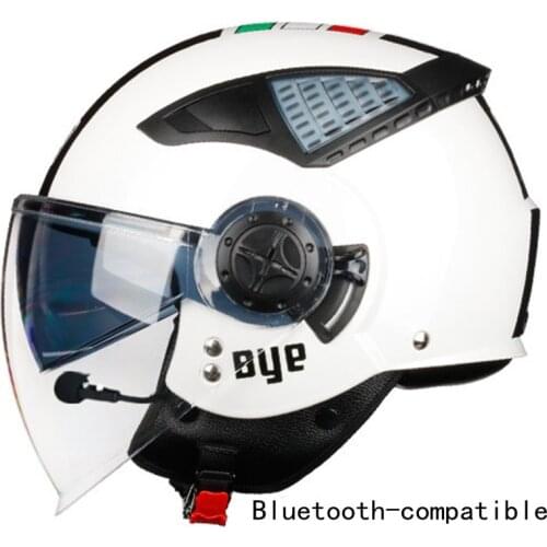 Bluetooth-compatible Motorcycle Vintage Helmet 3/4 Open Face Summer Jet Scooter Half Face Motorbike Helmets White M L XL DOT