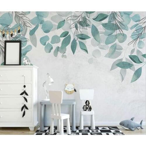 Custom size mural small fresh leaves indoor plant background wall home decoration living room bedroom background 3d wallpaper