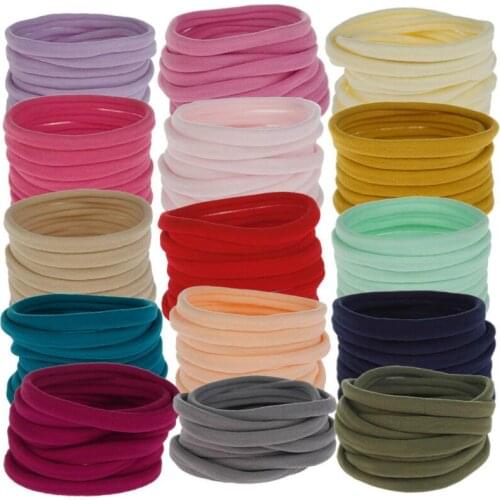20pcs/lot 21 colors Nylon headband DIY bulk nylon One Size Fits most Nylon kids Headband Newborn Skinny Very Stretchy