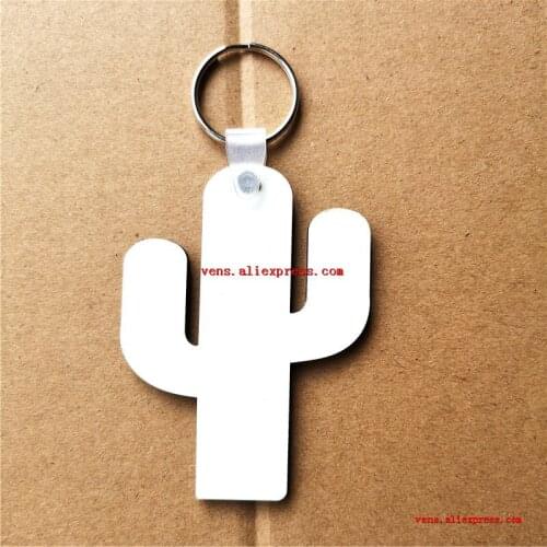 New arrival sublimation blank mdf keychains cactus shape key ring hot transfer printing blank consumables 100pcs/lot