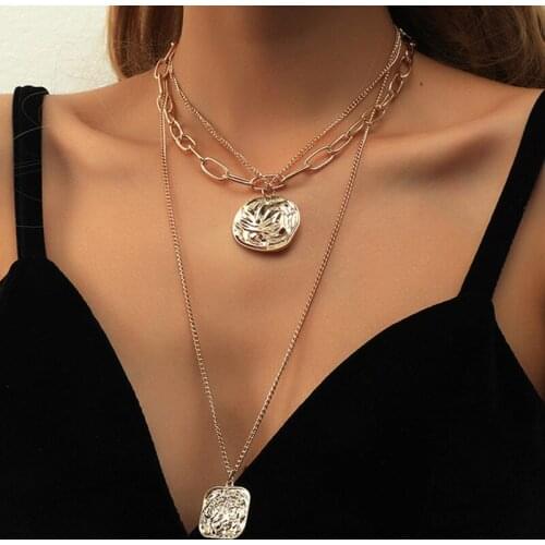 ORNAPEADIA Hot Sale 2021 Boutique Layered Necklace for Women Hip Hop Golden Baroque Style Clavicle Chain Wholesale Jewelry