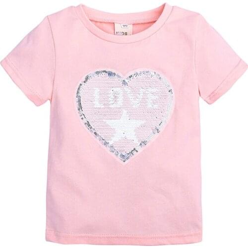 2-8Y Baby Girls T-SHIRT Summer Short Sleeve Cotton Girls Tops Tees Toddler Girls Clothes O-Neck Kid Children Clothing T-Shirt