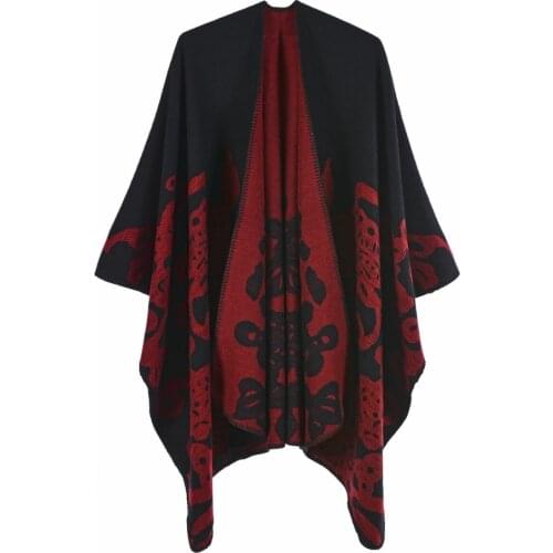 Luxury Brand Ponchos coat 2020 Cashmere Scarves Women Winter Warm Shawls and Wraps Pashmina Thick Capes blanket Femme Scarf