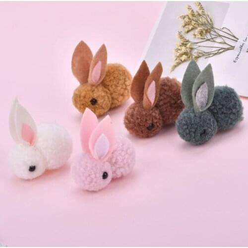15pcs 51*66MM 3D handmade Wool Felt Kawaii Animal Rabbit Doll Craft Fit Girls Hair Jewelry Headband Clips Headwear Bow Patch
