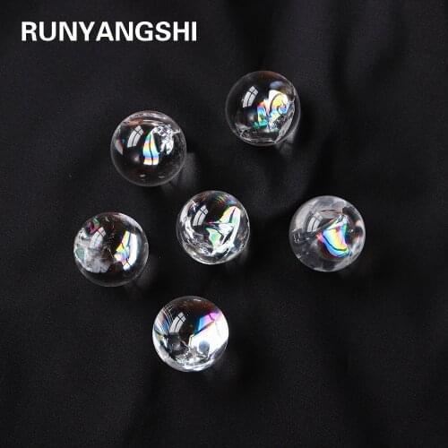 Natura Rainbow Colourful Crystal Ball Angel Aura Clear Quartz Healing Stone DIY gift Home Decoration