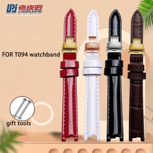 Notched watchband for T094 t094210 series womens watch strap leather belt 12mm butterfly buckle New upgrade edge notch chain