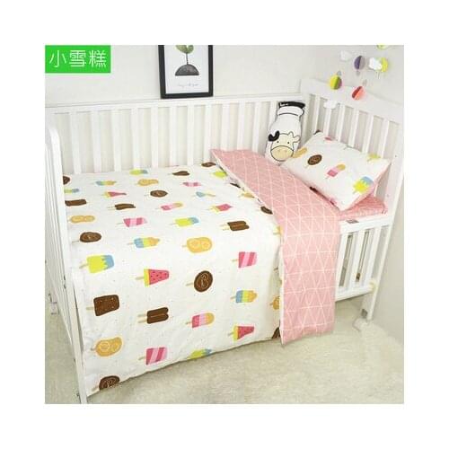 With filling! Ice cream Baby Bedding Set Infant Crib Cot Comforter Unpick And Wash,Duvet/Sheet/Pillow