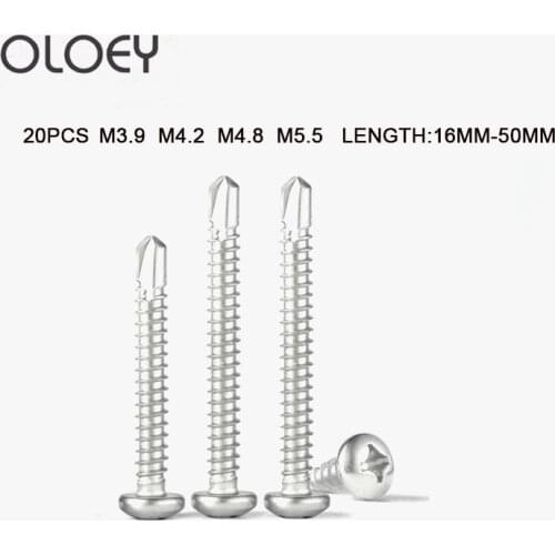 Stainless Steel Self-drilling Screw Cross Wood Screws Pan Head Self-tapping Screw M3.9 M4.2 M4.8 M5.5 Dovetail Screw