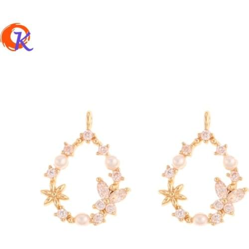 Cordial Design 20Pcs 12*16MM Jewelry Accessories/CZ Charms/Imitation Pearl/Genuine Gold Plating/Hand Made/DIY/Earring Findings