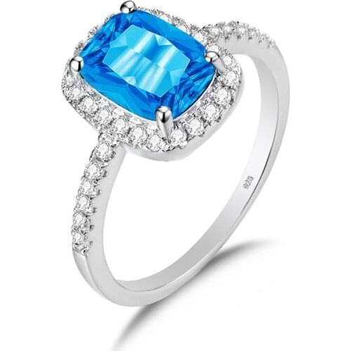 Szjinao Blue Topaz Silver Rings Bague Femme Argent 925 Engagement Vintage Jewellry With Diamonds Gemstones Gift For Girlfriend