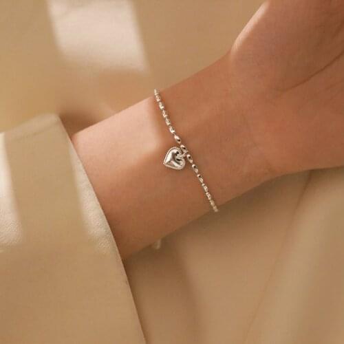 925 Sterling Silver Heart Shape Charm Bracelet For Women Bracelet &Bangle Fashion Jewelry Birthday Party Accessories SL198