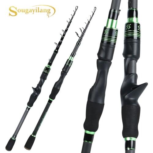 Sougayilang 1.8M 2.1M Spinning /Casting Rod Ultralight Carbon Fiber Telescopic Fishing Rod Carp Fishing Pole Tackle Tools Pesca