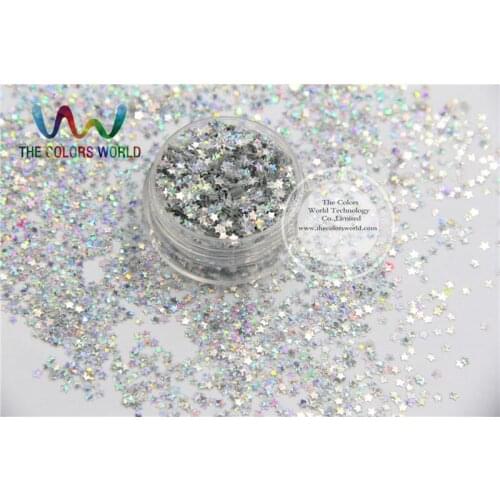SSWJ2-3 Sequins Stars shape 2MM Szie Laser Silver Color accessory for nail Art or DIY decoration