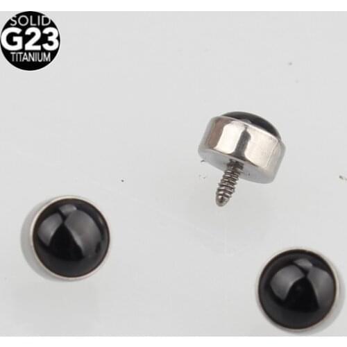 G23 Titanium Dermal Anchor Dermal Anchor Skin Diver 14G*4mm Black Onyx Stone Labret Lip Piercing Body Jewelry Replacement Parts