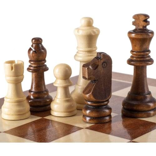 Wooden Chess Pieces Only, Staunton Style Wood Chessmen Storage Bag - Gift Packed Box, Tournament Chess Game Pawns For
