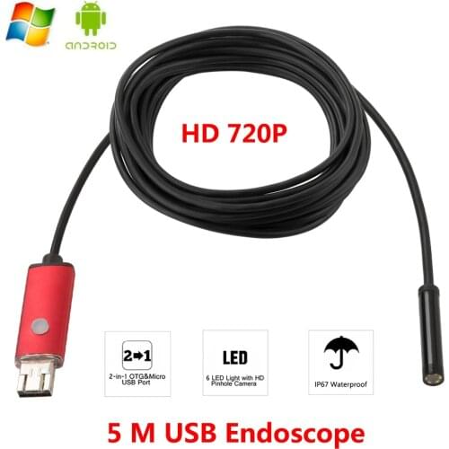 1M 2M 5M 10M USB Android Endoscope Camera 8mm Flexible Snake Inspection Camera HD 720P for Android Smartphone PC