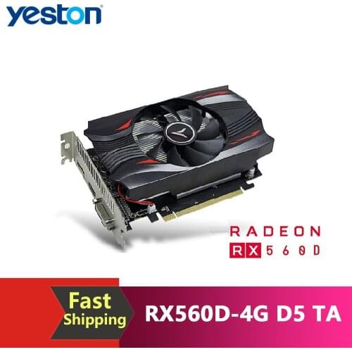Yeston RX560D-4G D5 TA Graphics Card Discrete Gaming Graphics Card with 1176MHz/6000MHz 4G/128bit/GDDR5 Memory DP+DVI-D+HDMI