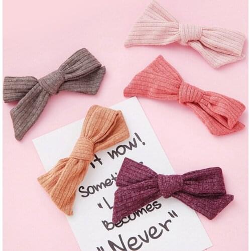 Baby Girl Hair Clip Stripe Children Bows Hairpins Solid Color Infant Princess Barrettes Spring Hairgrips Kids Hair Accessories