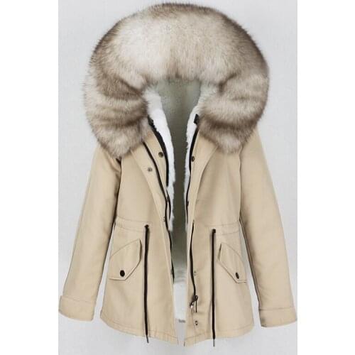 Brand 2020 Removable Waterproof Parka Real Fur Coat Winter Jacket Women Natural Fox Fur Collar Hood Thick Warm Liner Outerwear
