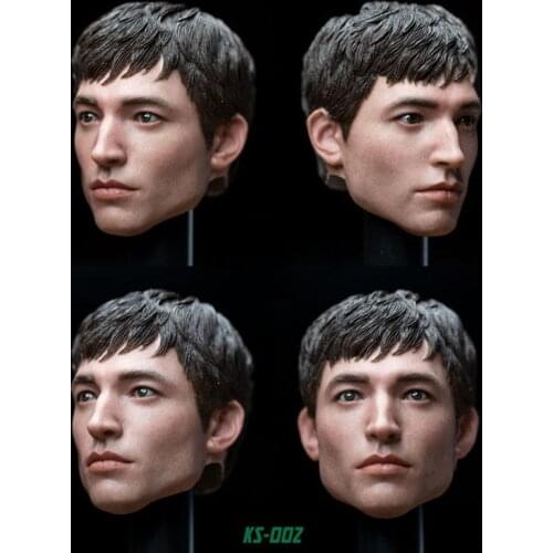 In Stock 1/6 Scale Male Hero Ezra Miller Head Sculpture Model SKS-002 for 12" Male Solider Action Figure Body