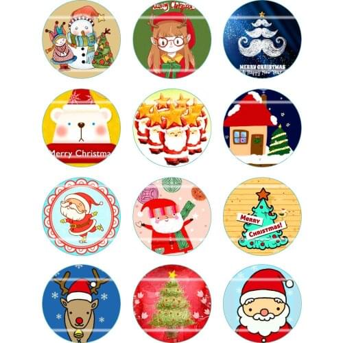 Handmade Colorful picture Round Glass Cabochons Refrigerator magnet for Necklace Decoration and Phone Chain Accessaries171