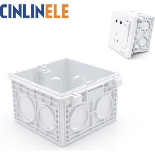 1Pcs Luxury Wall Switch Case Wall box European Socket Lvory White Brief Art Weave Light Switch House 86mm*86mm