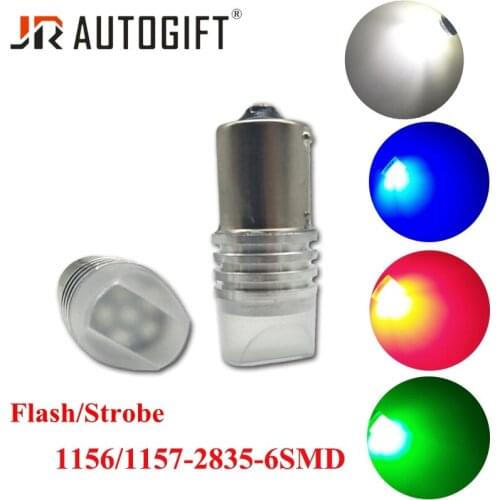 10X S25 1157 BA15S 6SMD 2835 Strobe flash Car Turn Signal Brake Light 6SMD 2835 3528 LED Auto Back Fog Lamp Rear Tail Stop light