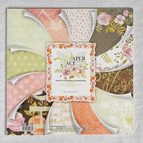 12" Craft home flowers & Sweet heart background paper 24 Sheet Patterns Paper & 1 Die-cut DIY Scrapbooking Paper pack Home deco