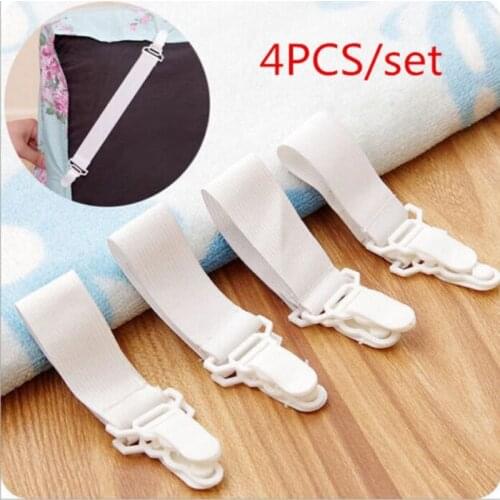 4Pcs/set Elastic Bed Sheet Mattress Cover Blankets Grippers Clip Holder Fasteners Set Home Textiles White