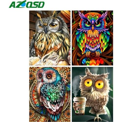 AZQSD 5D DIY Diamond Painting Owl Cross Stitch Full Square Drill Diamond Embroidery Animal Mosaic Home Decor