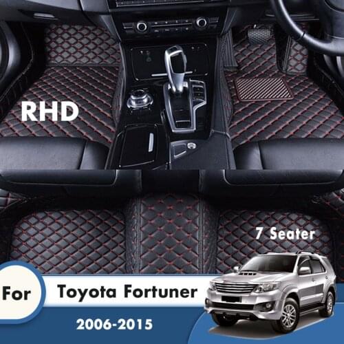 RHD Custom Car Floor Mats For Toyota Fortuner 2015 2014 2013 2012 2011 2010 2009 2008 2007 2006 7 Seater Car Decoration Carpets