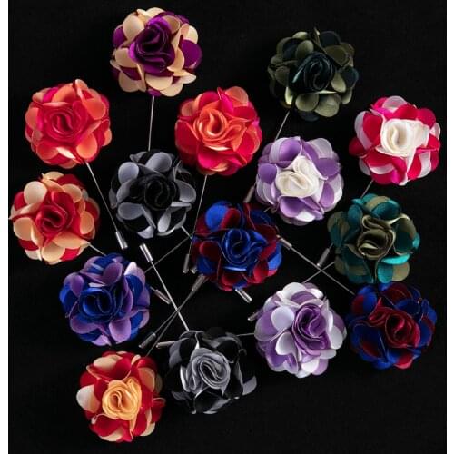 Fabric Lapel Pin Handmade Two Colors Mixed Fabric Men Women Suit Needle Brooch 15 Colors Fashion Multifuctional Broche Pin