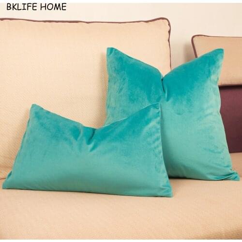 Lovely Velvet Cushion Cover Cyan Green Soft Pillow Case Chair/Sofa Pillow Cover No Balling-up Home Decorative Without Stuffing