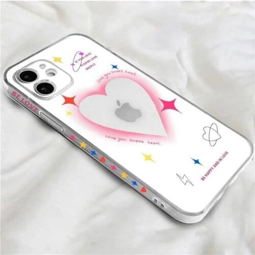 Love heart cartoon girl flowers cute bear phone case for iphone se2020 12mini 11 pro max shockproof back cover for iphone x xr