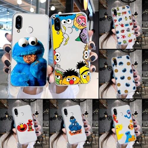 Sesame Street Cookie Monster Phone Case Transparent For Huawei Honor 6 7 8 9 10 10i 20 A C X Lite Pro Play transparent tpu back