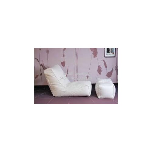 Cover only No Filler - white bean bag sofa set with stool rest - living room waterproof beanbag home furniture set