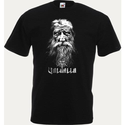 T-Shirt Valhalla Viking Old Warrior of Germanic Nordic Vikings Odin Thor Skull 2019 Fashion Round Neck Clothes Casual Tops Tees