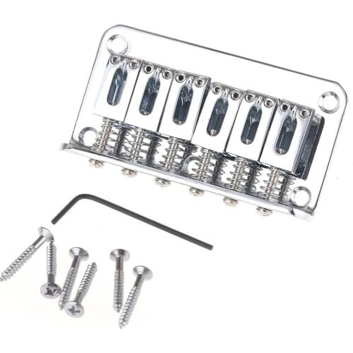 Musiclily 6 String Non-Tremolo Guitar Fixed Saddle Top Load Hardtail Bridge for Fender Strat Tele, Chrome