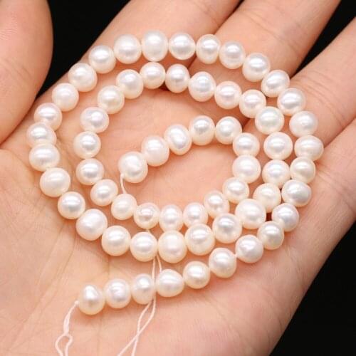 Fine Natural Polished Pearl Beads Round Grade AA High Quality Punching Pearl for Jewelry Making Necklace Bracelet for Women