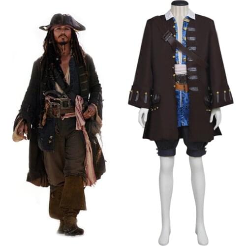 Captain Pirates cosplay Costume Jacket Vest Pants Outfit Adult Mens Halloween Carnival Costume Cosplay