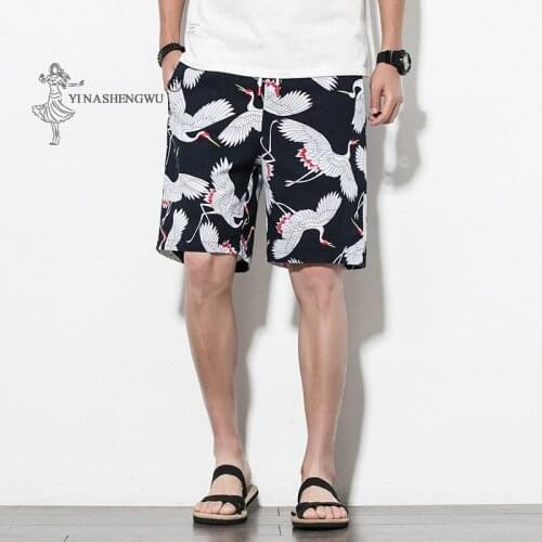 Summer Beach Pants Male Kimono Loose Shorts Five-point Pants Japanese Printed Japan Men Yukata Harajuku Cardigan Asian Costumes