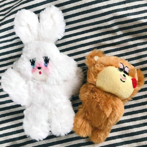 Mini plush Toy High Quality Brown Bear Doll Bunny Stuffed Animals for Children Girl Shy Red Cheek Foxy Blush Rabbit Bag Keychain