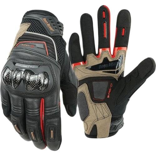Summer Mens Leather Motorcycle Gloves Motocross Gloves Equipment Rider Anti-fall Carbon Fiber Riding Gloves Guantes Moto