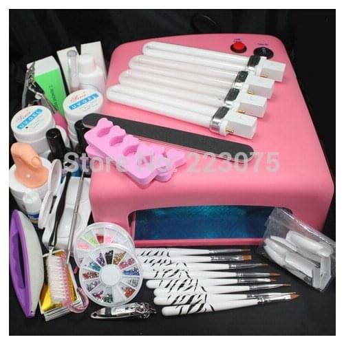 Hot Pro 36W UV GEL Pink Lamp & 8 Brush Nail Art Tool Sets