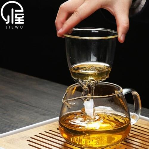 JIEWU Japanese Style Glass Teapot Set Household High Temperature Resistant Tea Water Separation Filter Office Tea Set Accessorie