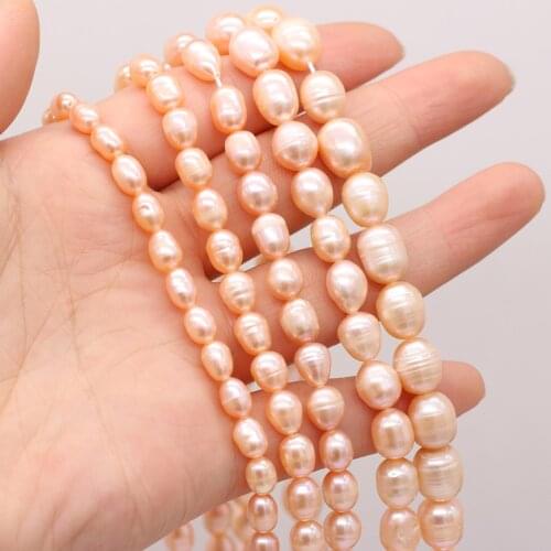 AA Grade Natural Rice-shaped Pink Beaded Handmade Crafts DIY Exquisite Cute Necklace Bracelet Jewelry Beads Romantic Gift Making