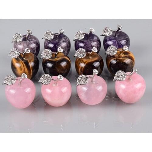 2PC Natural Quartz Pink Crystal Apple Home Room Car Decoration Valentines Day Christmas Present DIY Gift Healing Crystals Stone